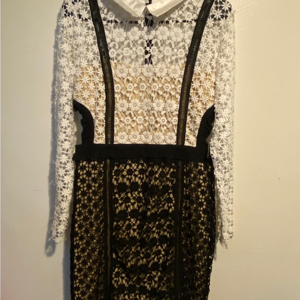 Elegant Lace Dress in Black and White